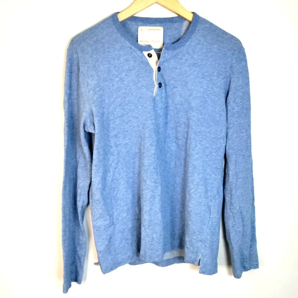 Banana Republic Heritage Collection Blue Heather Button Long‎ Sleeve Shirt Men M
